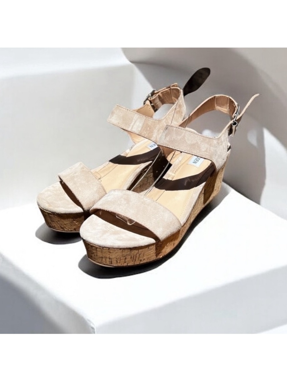 🌻NEW (w/tag) Steve Madden Breath Neutral Suede Flatform Wedge Sandal Size 8.5
